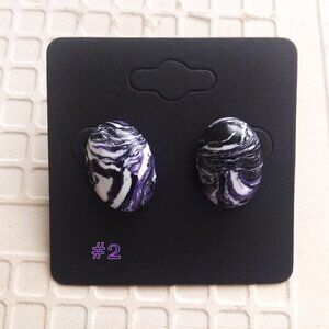 $10 CLEARANCE! Purple Black & White Jasper Cabochon! Large Statement Studs